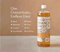 Embedded text that details the many uses for the Branch Basics Concentrate, including: stains, dishes, bathrooms, floors, laundry, pets, countertops, and more.  - Thumbnail View 3
