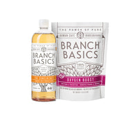 A bottle of Branch Basics Concentrate and a pouch of Oxygen Boost are displayed on a white background. - Thumbnail View 2

