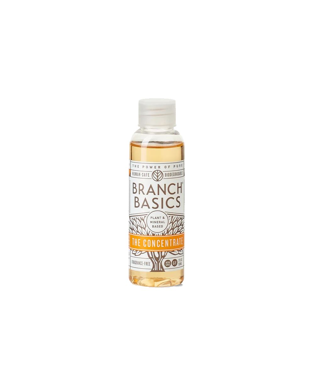 A mini-bottle of the Branch Basics Concentrate, displayed on a transparent background. - View 1

