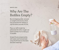 Embedded text that explains the environmental benefits of shipping refillable bottles empty vs full of water or Branch Basics Concentrate. - Thumbnail View 5
