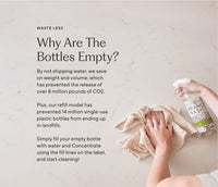 Embedded text that explains the environmental benefits of shipping refillable bottles empty vs full of water or Branch Basics Concentrate. - Thumbnail View 5
