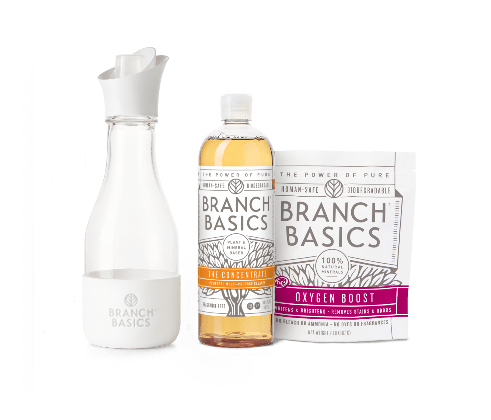 The Laundry Kit featuring a refillable Glass bottle, displayed on a transparent background. - View 2
