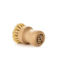 A Natural Scrub Brush, made with a solid beechwood handle and natural fiber bristles, displayed on a transparent background. - Thumbnail View 2
